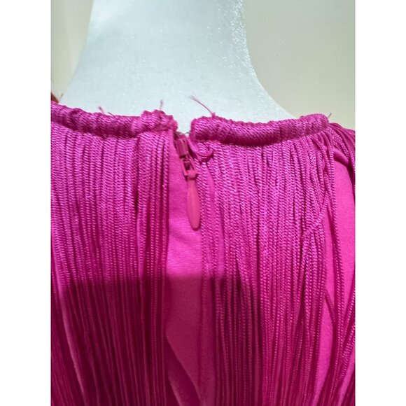 Anthropologie Hutch Magenta Fringe Dress M NWT Tassel Midi - Picture 12 of 14